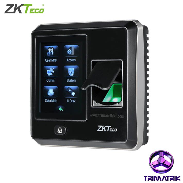 ZKTeco SF300 IP Based Fingerprint Access Control & Time Attendance; • 2.8-inch touch screen, color display with graphical UI for easy operation • Up to 24 user-defined schedules that can be activated on a daily bell alert (optional) • Prompt audio acceptance or rejection signals for valid or invalid fingers • Compact and lightweight, small size for 86mm (L) x 86mm (H) socket installation • TCP/IP or RS485 communication for various networking environments • Supports USB flash drive for offline data management • Built-in auxiliary input with enhanced flexibility to link with wired detector or emergency switch • Up to 15 multi-verification methods to enhance security level • Standard access control features such as Time zone, Holiday, A&C Group, Unlock combination etc. • Duress Alarm offers effective protection against duress by threats • Tamper proof switch and multiple alarm outputs • Multi-languages display available on quest ZKTeco SF300 Bangladesh