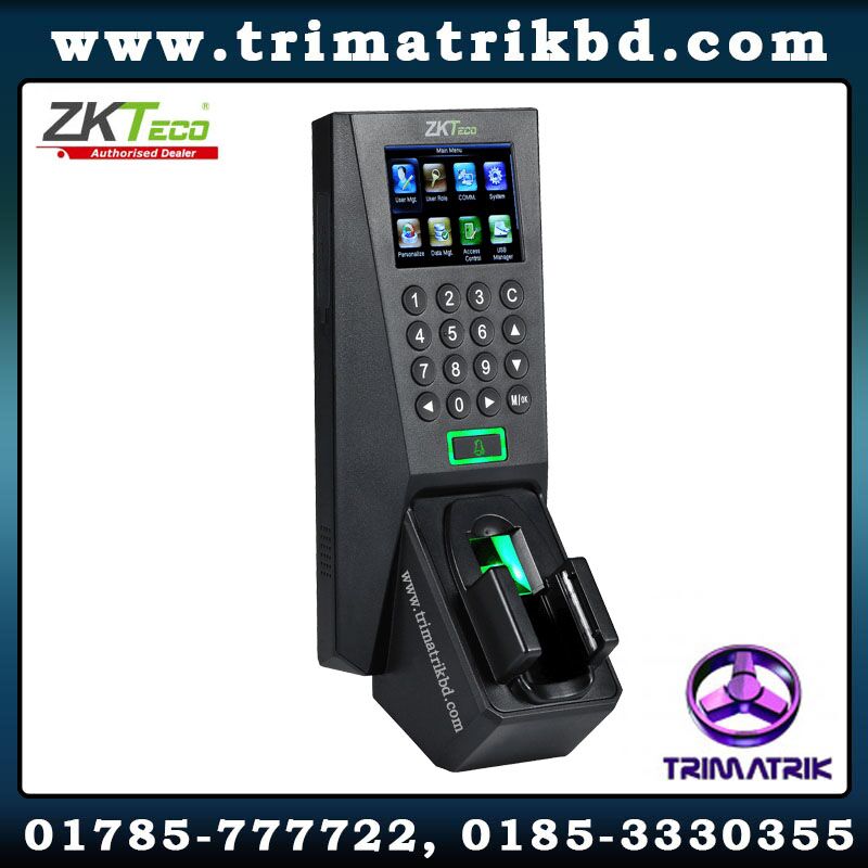 ZKTeco FV18 Multi-Biometric Finger Vein and Fingerprint Standalone Time Attendance & Access Control Terminal; • Multi-Biometric reader with finger vein and fingerprint authentication; • Full Access Control Features: Webserver(Optional) ; Anti-passback; Access control interface for 3rd party electric lock, door sensor, exit button, alarm and doorbell; • Unsurpassed performance with highly accurate finger vein recognition technology; • New Firmware: Adopts new firmware which optimizes various functions and supports flexible user privilege setting for multi-level management; ZKTeco Bangladesh, ZKTeco BD