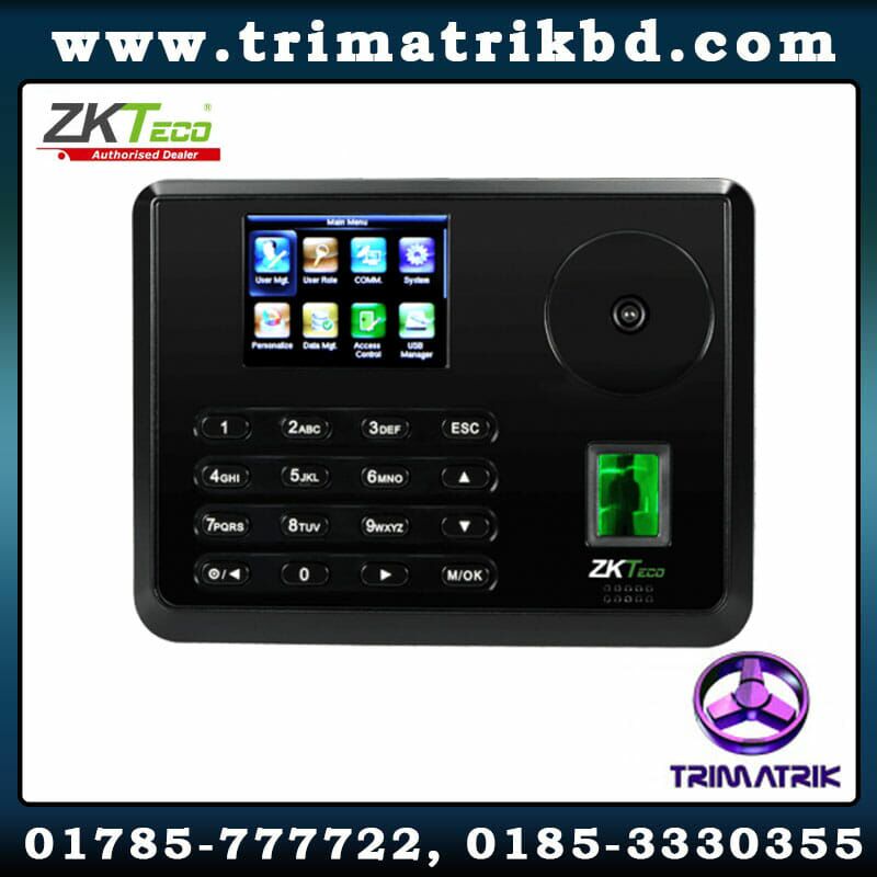 ZKTeco P160 Multi-Biometric Time Attendance & Access Control Terminal; 600 Palms 3,000 Fingerprints 10,000 ID cards 100,000 records. Elegant ergonomic design. Verification speed less than 1 second Professional ZKTeco Palm and fingerprints identification algorithm ZKTeco P160 Bangladesh, ZKTeco Bangladesh, Trimatrik